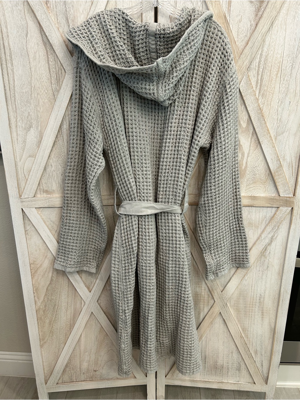 Cozy Luxury Waffle Knit Hooded Robe - Gray-Supima Cotton — image 2 of 8